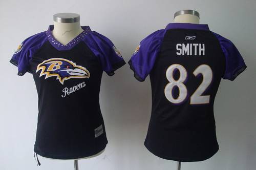 Ravens #82 Torrey Smith Black 2011 Women's Field Flirt Stitched NFL Jersey